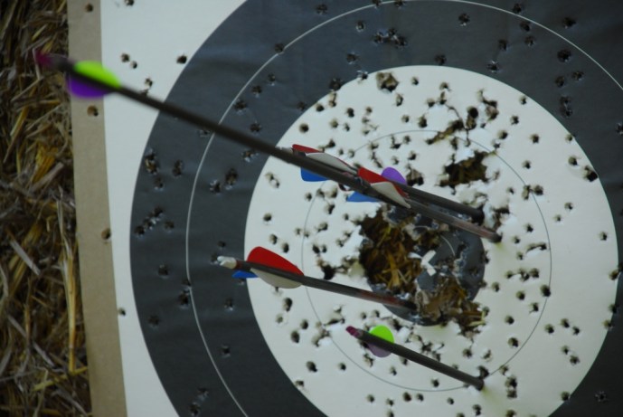archery1 A close-up of a target at the range. A variety of arrows and bows are available to borrow from the Sant Cruz Archers. Photo by Isaac Miller.