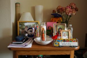 A vigil in the Serrano’s home pays homage to Wendy’s life. Photo by Kathryn Power.