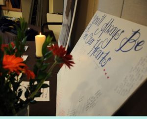 QuayeMemorial02 A small display was created in honor of Quaye at the memorial service. Photo by Morgan Grana.