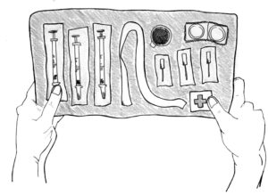 needle exchange (louise) Illustration by Louise Leong.
