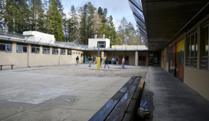 Young inmates at the Santa Cruz County Juvenile Hall exercise outside at the Felton facility. Photos by Toby Silverman